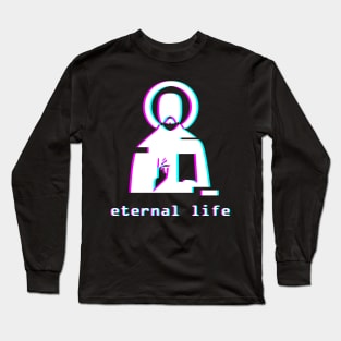 Eternal Life - Jesus Vaporwave Aesthetic Long Sleeve T-Shirt